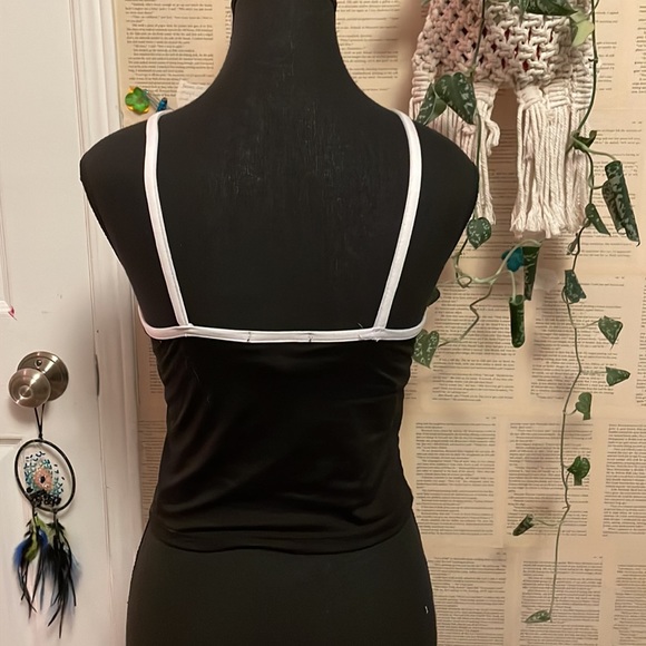 cropped black “good vibes” noodle strap tank - Picture 2 of 3